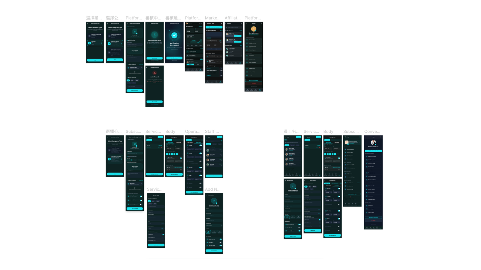 Business UI Screens